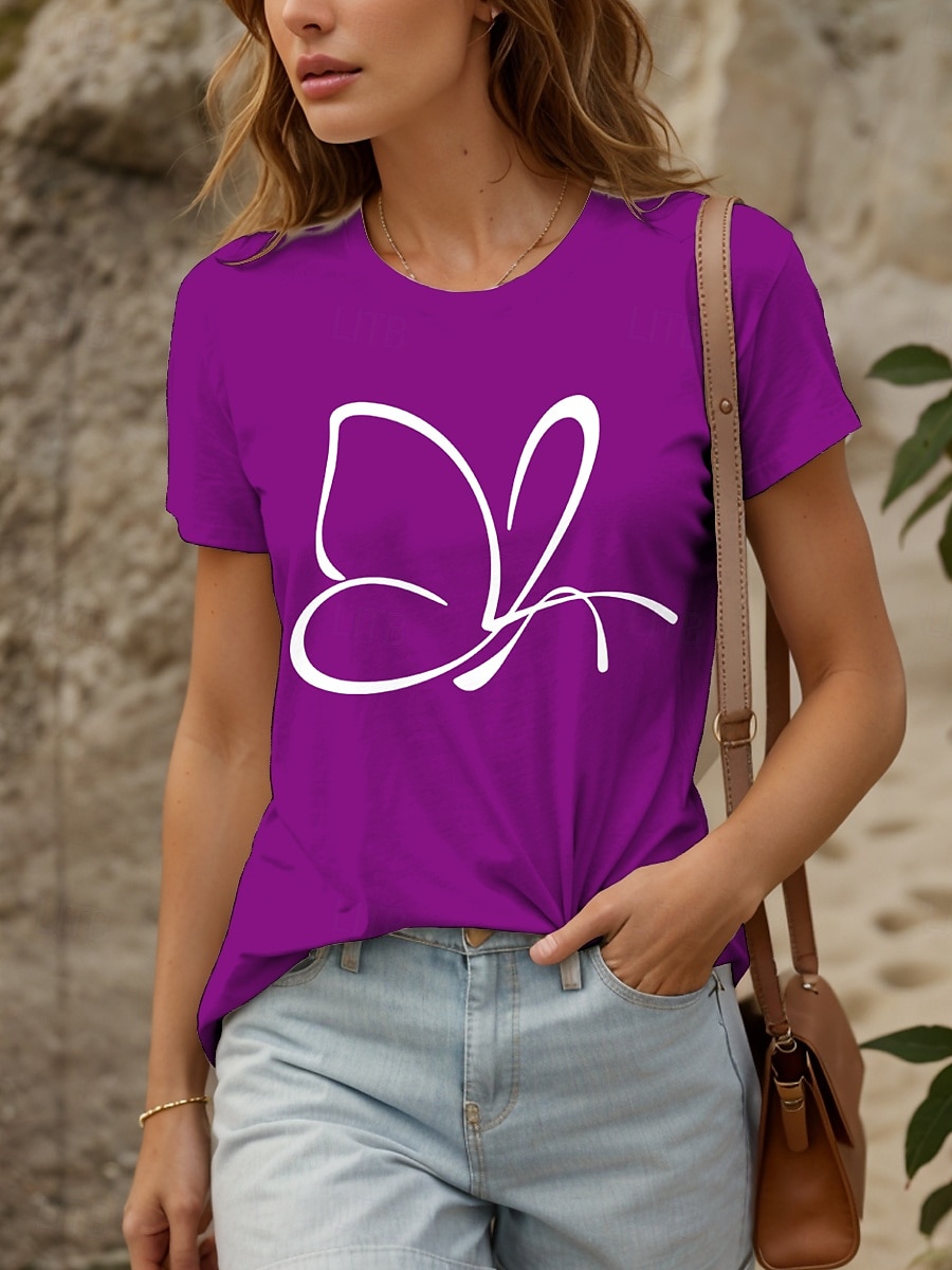 Femmes T-shirt Graphique Animal ancien Élégant Classique Manche Courte Col ras du cou Col rond Hauts Réguliers Quotidien Week-end Imprimé Noir Blanche Rose Claire Rouge Bleu Été Printemps de 2025 ? $19.99 –P4