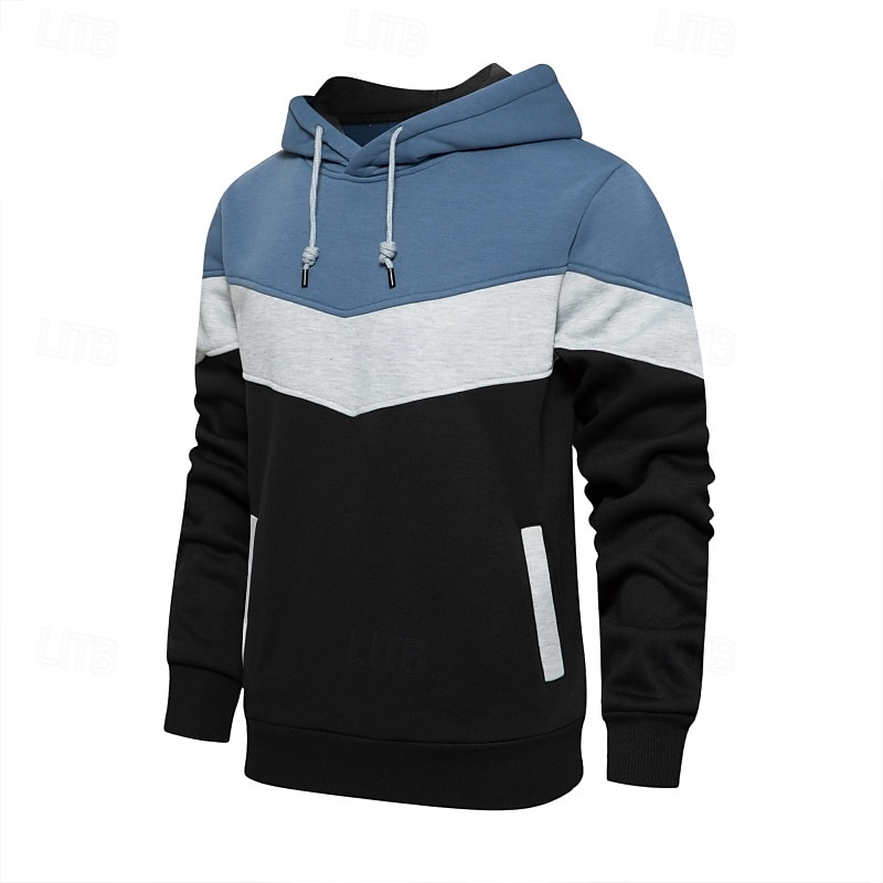 Men's Hoodie Pullover Hoodie Sweatshirt Light Yellow Wine Red Denim Blue Black White Hooded Color Block Front Pocket Sports & Outdoor Casual Daily Streetwear Cool Sportswear Fall & Winter Clothing 2025 - $27.99 –P6