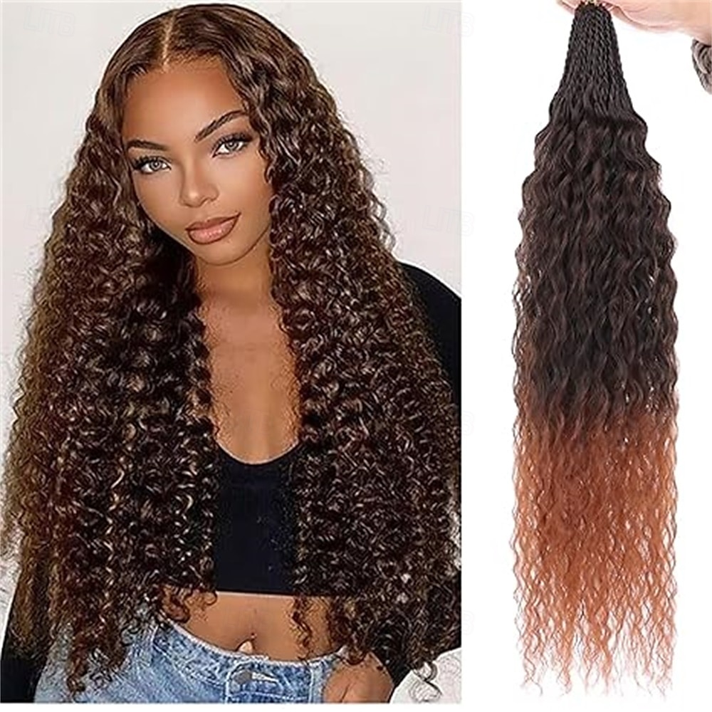 Trecce micro brasiliane pre-anellate, capelli ricci all'uncinetto, capelli ondulati all'uncinetto da 18 pollici, extension per capelli afro ricci e crespi all'uncinetto, capelli sintetici del 2025 a $47.99 –P7