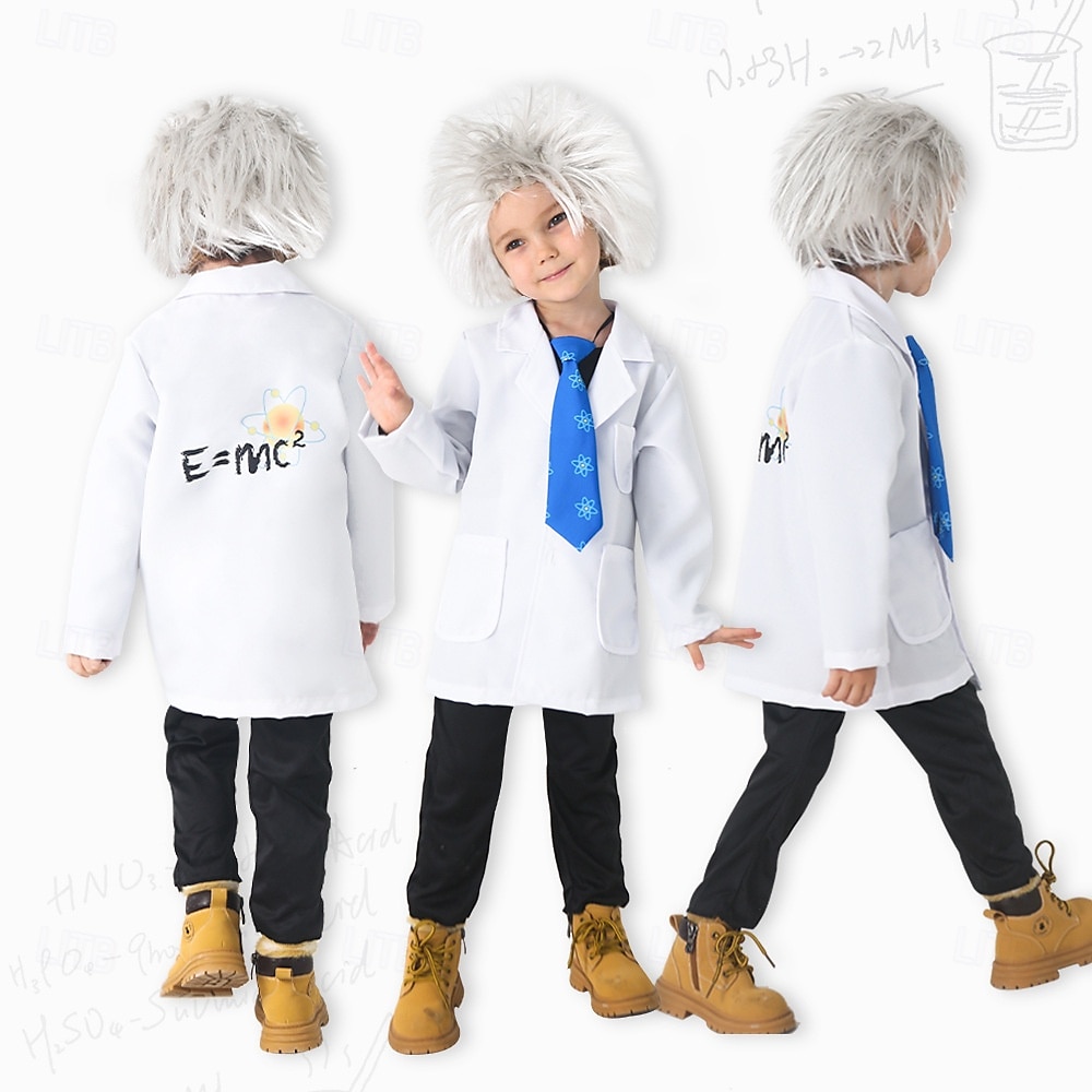 Scienziato Fisico Giornata STEM Parrucche cosplay Costume Cosplay Ragazzi Bambini Performance Vestirsi in modo educativo Vestiti per eventi scolastici Halloween Costume di Carnevale facile del 2025 a kr.370 –P11