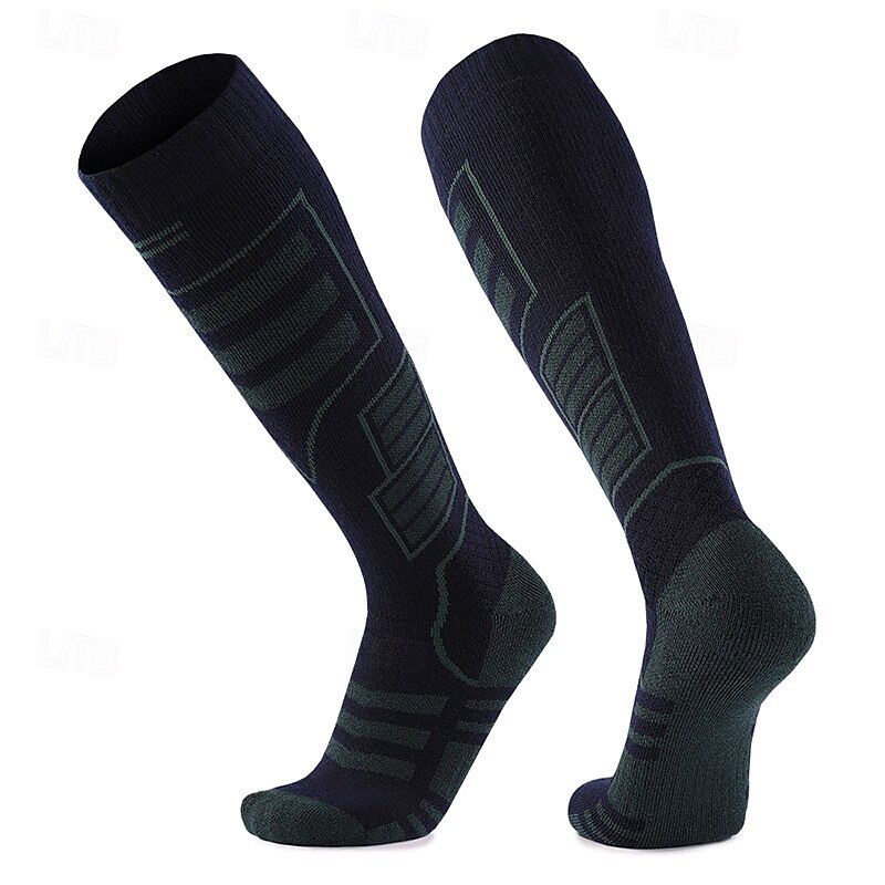 1 Pair Men's Women's merino wool socks Hiking Socks Sports Socks Thermal Warm Breathable Anti Blister Thick Outdoor Over The Calf Patchwork Merino Wool Dark Grey Black Pink for Ski / Snowboard 2025 - $17.59 –P3