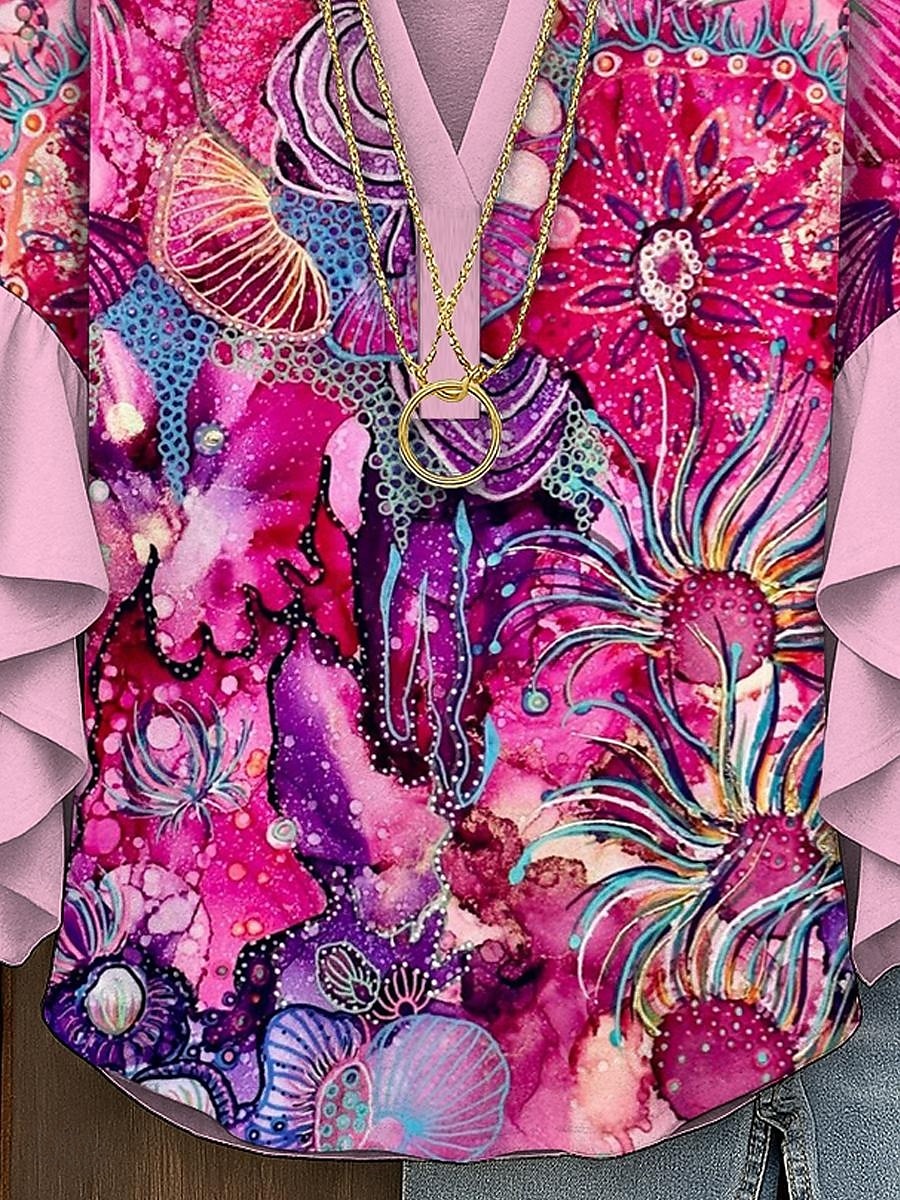 Femmes Chemisier A Ombre Graphique Abstrait Bohème ancien Quotidien Manche 3/4 Col en V Hauts Réguliers Quotidien Fête Vêtements de vacances Imprimé Rose Claire Bleu Violet Orange Vert Été Printemps de 2025 ? $29.99 –P3