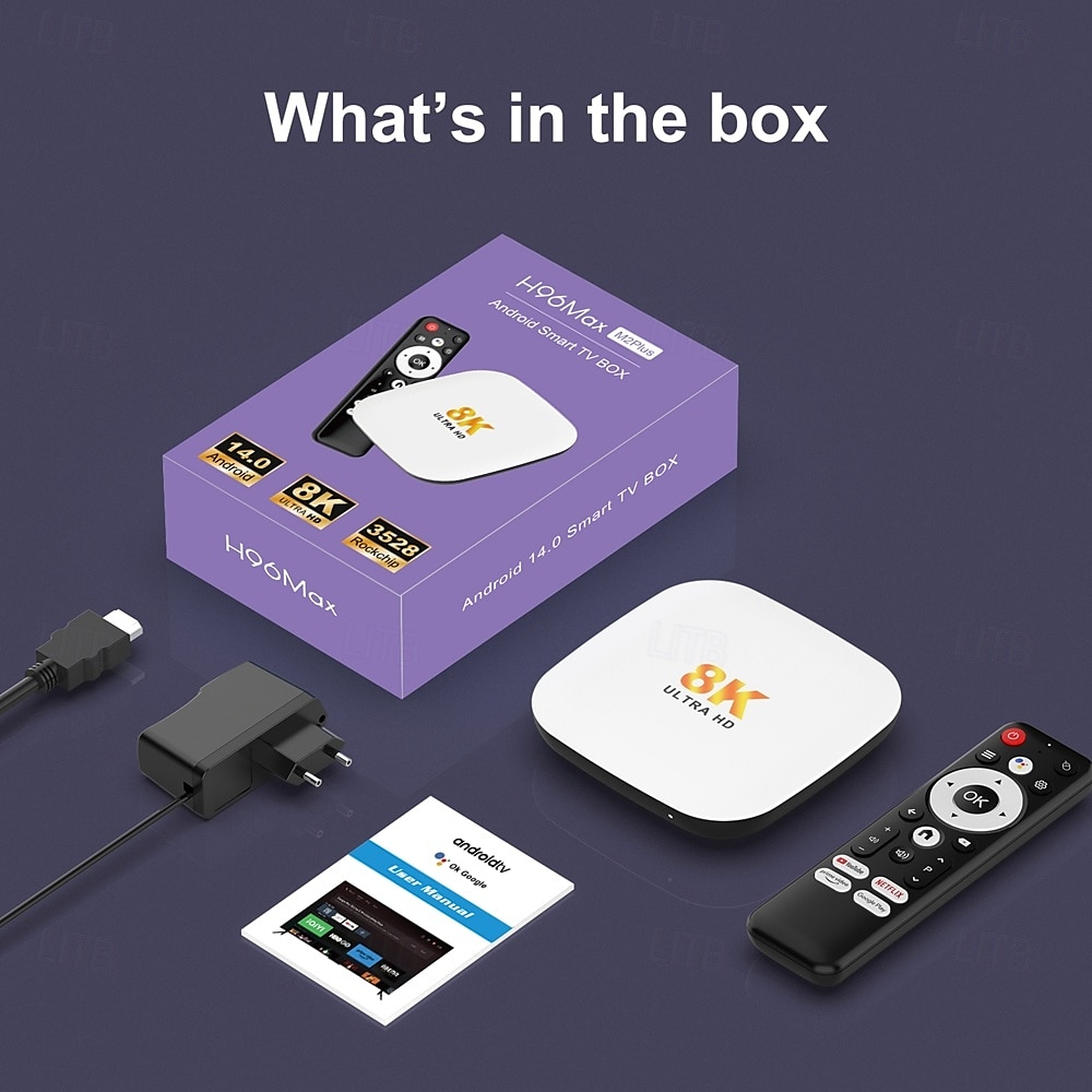 android 14 smart tv box h96 max m2 plus rockchip rk3528 1000m lan wifi6 bluetooth 5.4 8k 4k bt с голосовым гироскопом пультом дистанционного управления телеприставка медиаплеер 2025 - $41.99 –P13