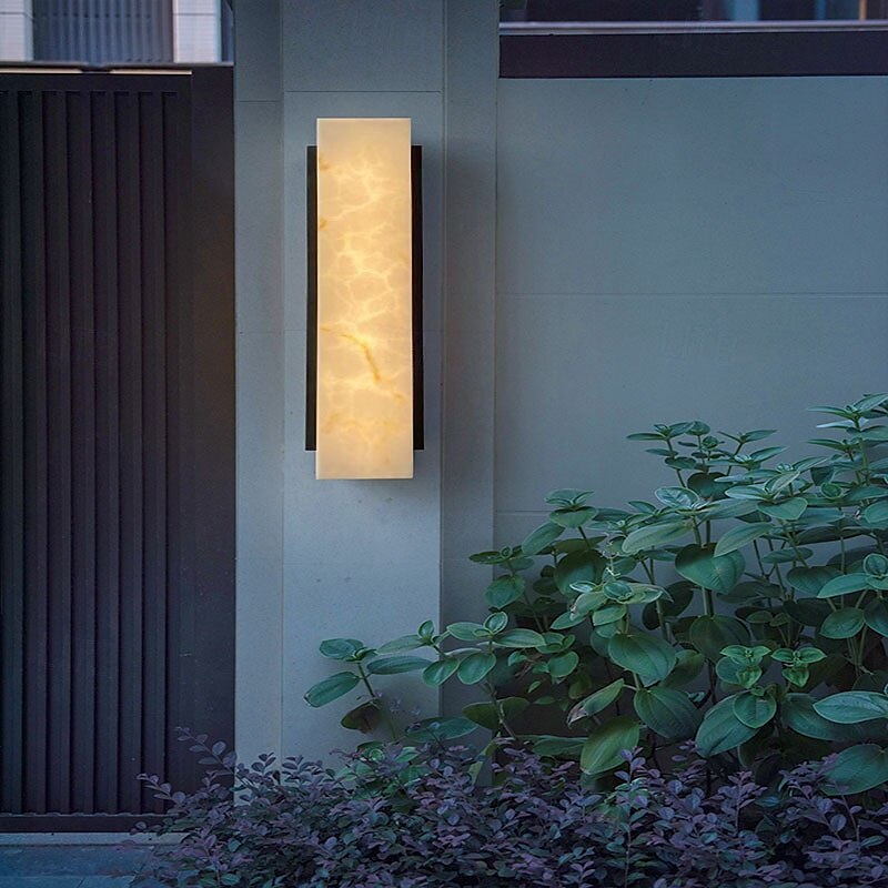 Applique murale LED d'extérieur design linéaire, éclairage en marbre étanche, applique murale d'intérieur moderne pour chambre à coucher, lumière blanche chaude, 1 pièce de 2025 ? $232.29 –P1