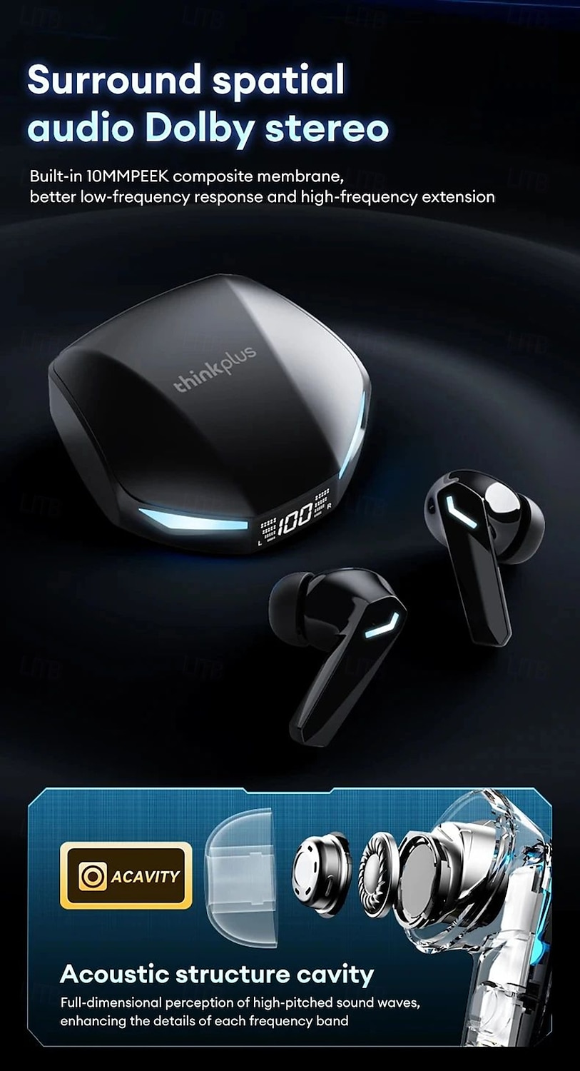 Lenovo XT53 Wireless Upgrade Bluetooth 5.4 Earphones Ultra Long Endurance Low Latency Gaming Headset LED Digital Display Earbuds 2025 - $28.99 –P4