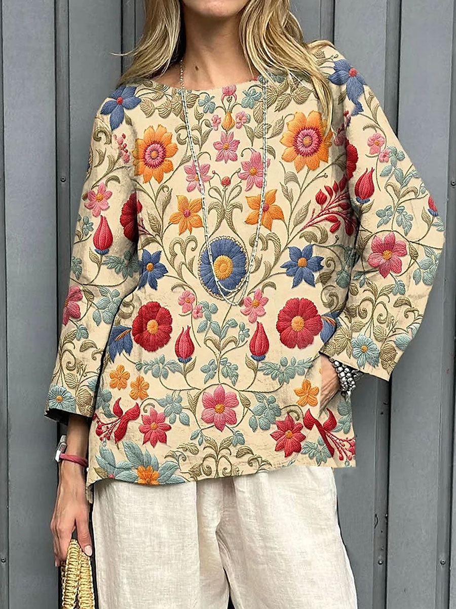 Dámské Halenka Květinový Grafika Elegantní stylové 3/4 délka rukávu Do V Úzký výstřih Běžné topy Denní Dovolená Tisk Vodní modrá Fialová Khaki Léto Jaro 2025 - $27.99 –P1