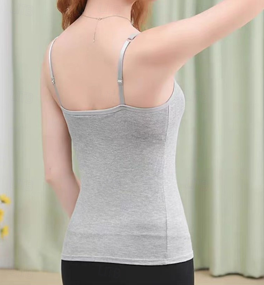 Dame Camisole Tank Top Helfarge Daglig Fritid Ermeløs Med stropper Vanlige topper Daglig Svart Hvit Rosa Lilla Fuksia Sommer 2025 - $15.99 –P3