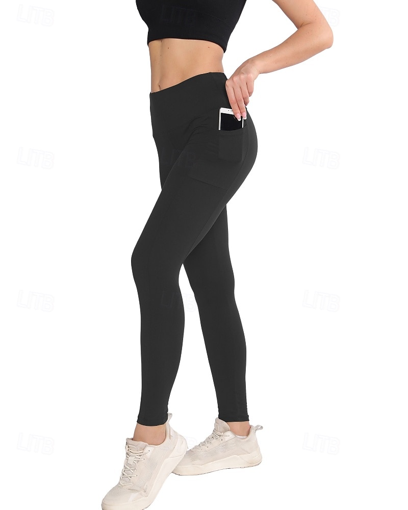 Women's pilates leggings Capri Leggings Sports Pants Pockets Lightweight Pilates Gym Running Pants Solid Color Navy Black Pink Plus Size Sports Activewear Micro-elastic 2026 - $17.49 –P4