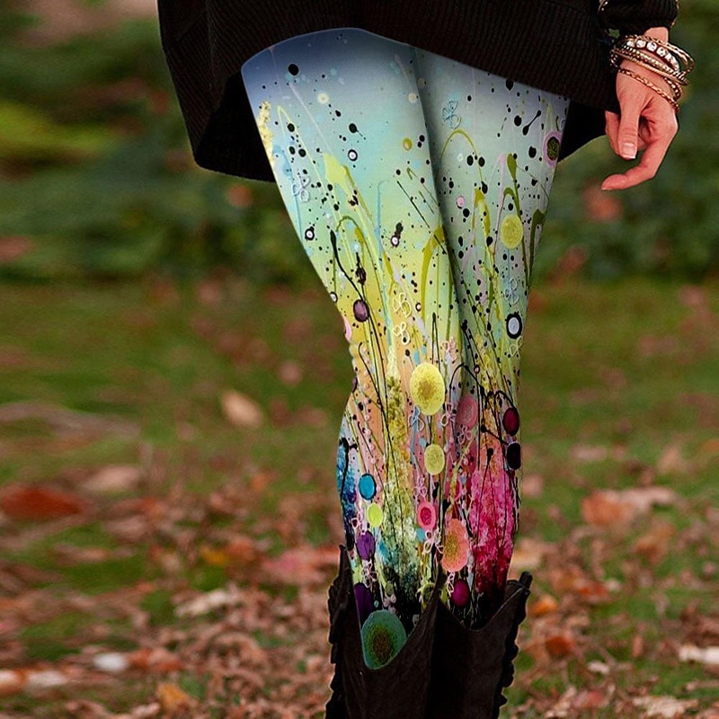 Damen Stoffhosen Leggings Gemütliche Leggings Streetwear Lässig Volle Länge Natürliche Taille Blume Elastischer Bund Druck Bequem Außenbereich Outdoor Urlaub Saphir Marineblau Marinenblau Schwarz 2026 - $19.99 –P5