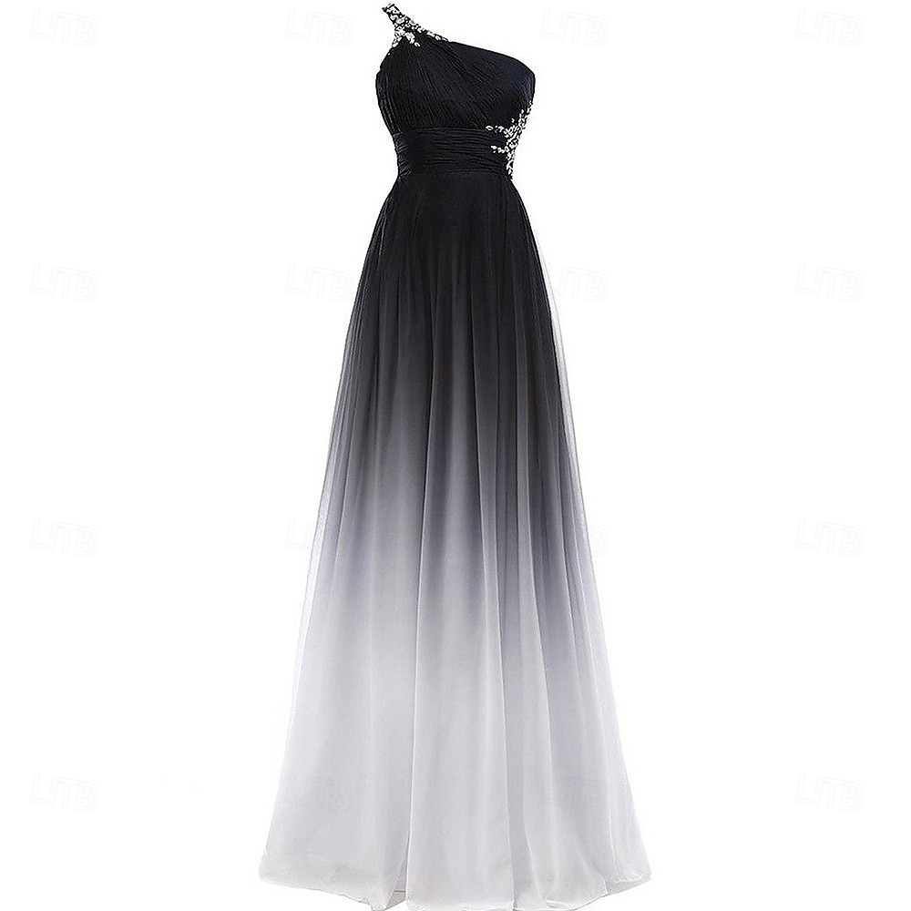 Linea ad A Abito da Sera Elegante Vestito Formale Matrimonio Lunghezza al pavimento Senza Maniche Monospalla Chiffon con Pieghe 2025 del 2025 a $119.99 –P8