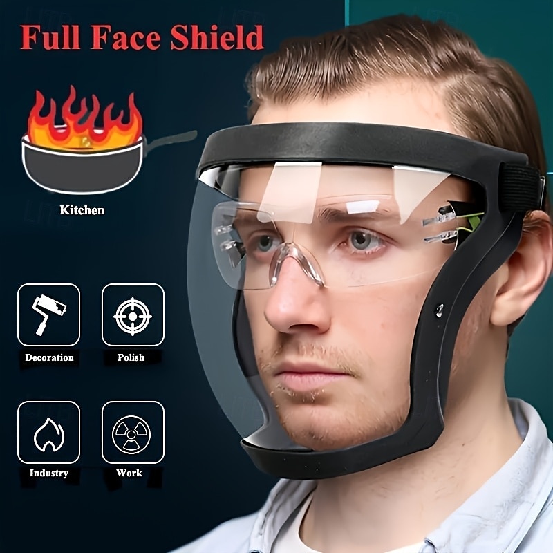 Full Face Protective Mask Adjustable Anti-fog Plastic Mask, Breathable Design, Suitable For Outdoor And Kitchen, Secure Closure - Ideal Gift For Family And Friends, Multifunctional Protective Mask 2025 - $7.99 –P1