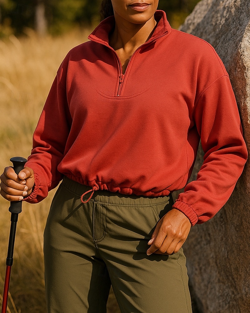Mujer Sudadera tipo jersey Chaqueta para senderismo Chaqueta deportiva Al aire libre Elástico Trajes de senderismo Ropa de senderismo Otoño Sudadera Algodón Tenis Golf Corriendo Color sólido Violeta 2025 - $38.99 –P4