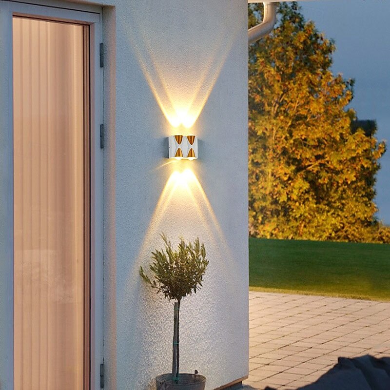 Lampada da parete a LED per esterni 10W, illuminazione up/down, per interni, 4/6/8/10 teste, curva, impermeabile, IP65, lampada da camera da letto moderna, luce bianca calda, AC85-265V del 2025 a $46.99 –P8