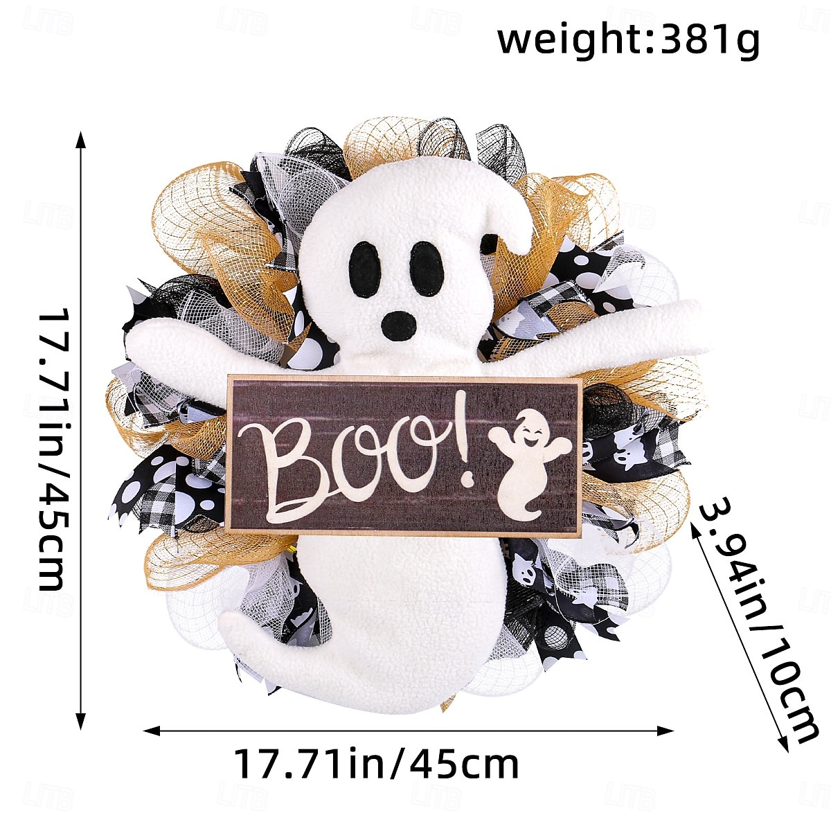 Halloween-seppeleet etuoven sisä- ja ulkokoristeluun, puinen kummituskylttiverkkoseppele aavemaisella nukella ikkuna- ja seinäkoristeeseen 2025 - $27.99 –P3