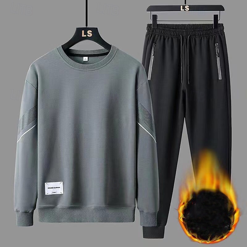 Herr Träningsoverall Joggingbyxor Fritids- Höst Långärmad Vindtät Gym Träna Sport Sportkläder Sportkläder Svart Vit Blå 2025 - $42.99 –P2