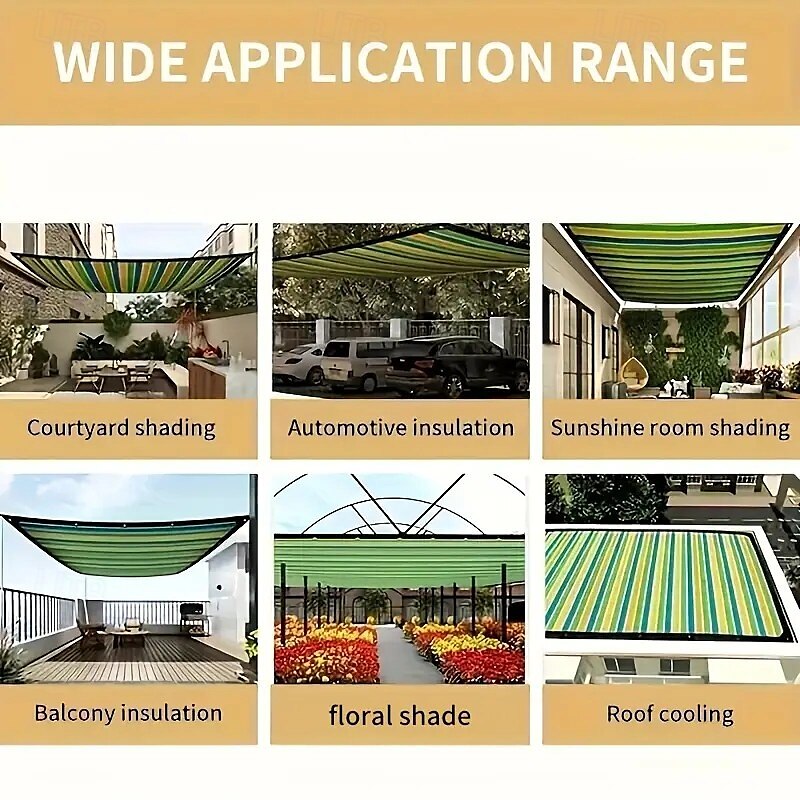 Sun Shade Net, High-Density Breathable Colorful Striped Durable Plastic Sunshade Cloth for Patio, Picnic, Carport, Garden, Porch Awning 2025 - $17.99 –P2