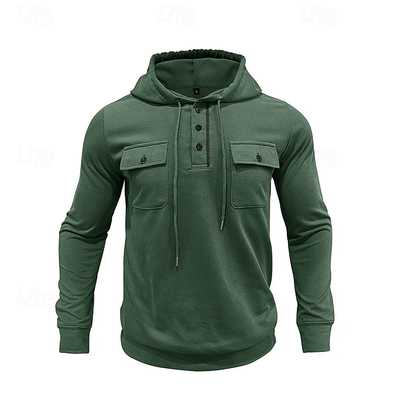 Men's Hoodie Black Army Green Green Dark Gray Coffee Hooded Plain Pocket Sports & Outdoor Daily Holiday Polyester Streetwear Basic Casual Spring Autumn / Fall Clothing Apparel Hoodies Sweatshirts  2026 - $30.99 –P14