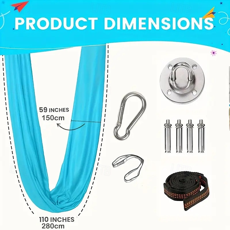 1 Aerial Yoga Hammock With full Hardware - Hug Swing for Outdoor and Indoor Yoga Camping Picnic - Hand Washable Woven Fabric With  80% Textile Content - Size 110X59 Inches 2026 - $75.99 –P13
