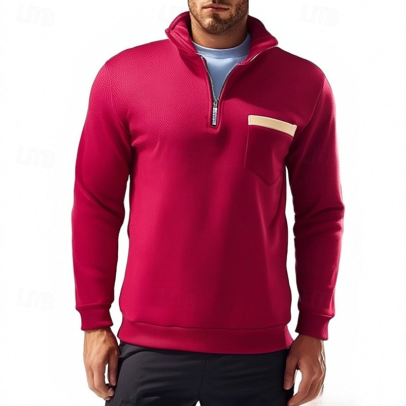 Męskie Bluza na zamek Bluza z kapturem Taktyczna Czarny Zieleń wojskowa Czerwony Granatowy Jasnoszary Stójka Równina Przednia kieszeń Quarter Zip Sport i turystyka Codzienny Święto Moda miejska 2025 - $23.99 –P3