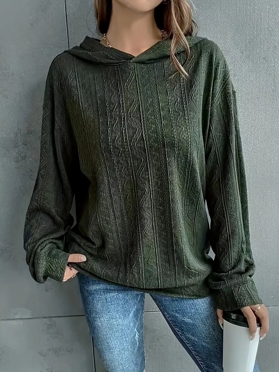 Mulheres Pulôver Moletom Com Capuz Tecido Casual Manga Longa Com Capuz Tops regulares Rua Dia a Dia Preto Azul Verde Café Outono Inverno de 2025 por $22.99 –P1