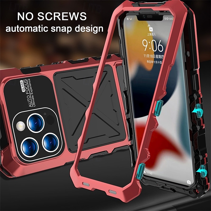 Phone Case For Apple AirTag iPhone 16 Pro iPhone 16 Pro Max iPhone 15 iPhone 15 Pro Max iPhone 14 Pro Max Back Cover Retro Geometric Pattern Tempered Glass Metal Silicone 2025 - $33.99 –P5