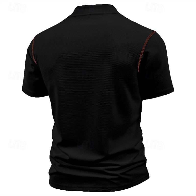 Per uomo Maglietta Maglia Henley Camicia a Maniche Corte Manica Corta Henley Estate Blocco di colori Moda Designer Essenziale Patchwork Tasca Vacanza Streetwear Uscire Vinaccia Nero Bianco Maglietta del 2025 a $15.99 –P13