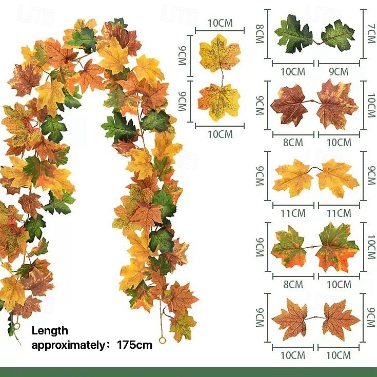 Fall Artificial Maple Leaf Garland, Halloween and Thanksgiving Harvest Vine Decoration, Realistic Faux Autumn Leaves for Indoor and Outdoor Use 2025 - $12.99 –P1