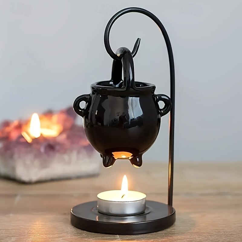 1 ensemble de brûleur à huile de chaudron païen suspendu noir - diffuseur d'arômes chauffe-cire avec poignée pour une décoration intérieure enchanteresse, fondants de cire parfumée essentielle de 2025 ? $23.99 –P2