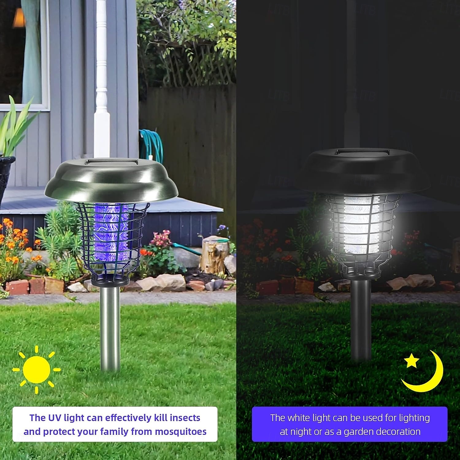 Solar Bug Zapper Waterproof Outdoor Mosquito Zapper Killer and Lighting Repellent Lamp for Indoor Outdoor Use Garden Patio Purple and White Light (Stainless Steel - Silver) 2026 - $14.49 –P2