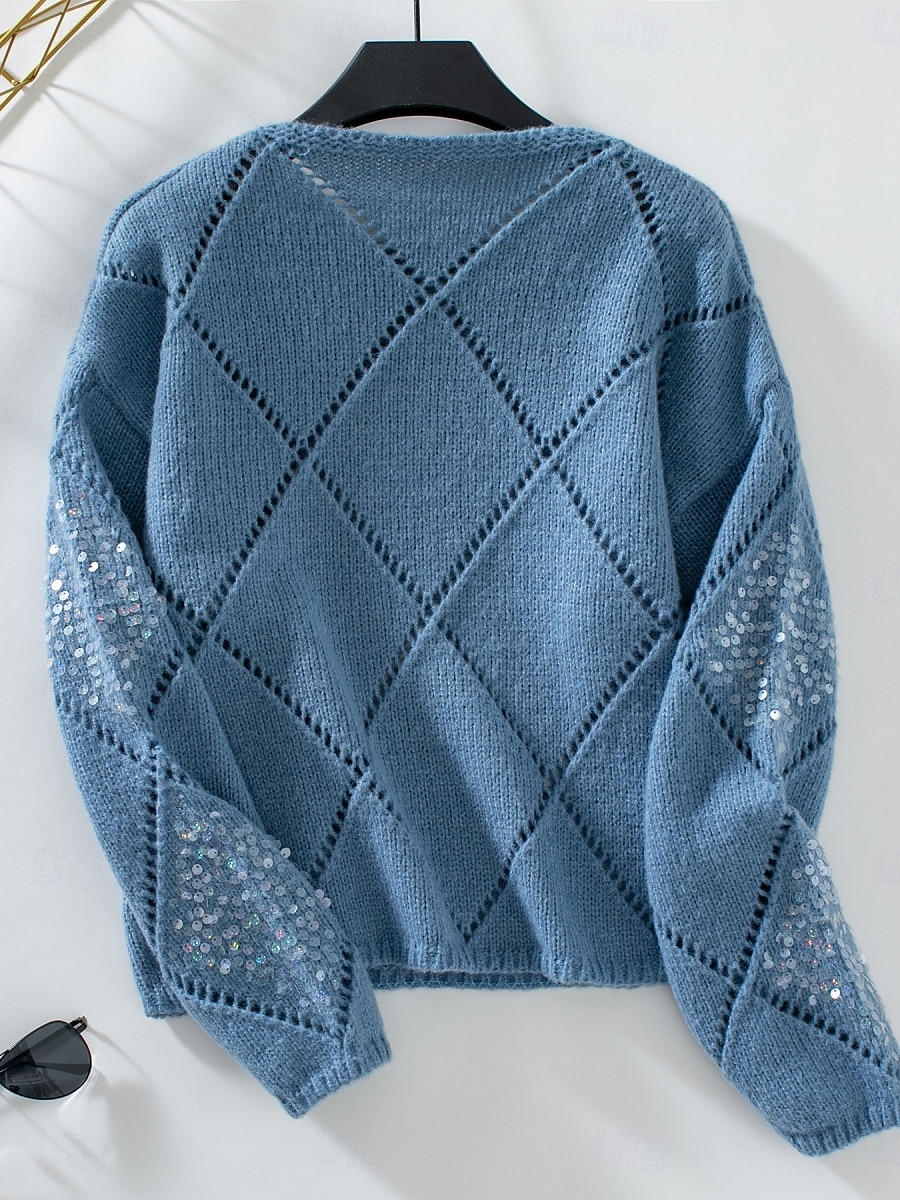 Per donna Felpa Casual Morbido Colore Puro A Coste Girocollo Lavorato a maglia Manica Lunga Top Regolari Maglia All'aperto Quotidiano Weekend Rosa Blu Autunno del 2025 a $39.99 –P14