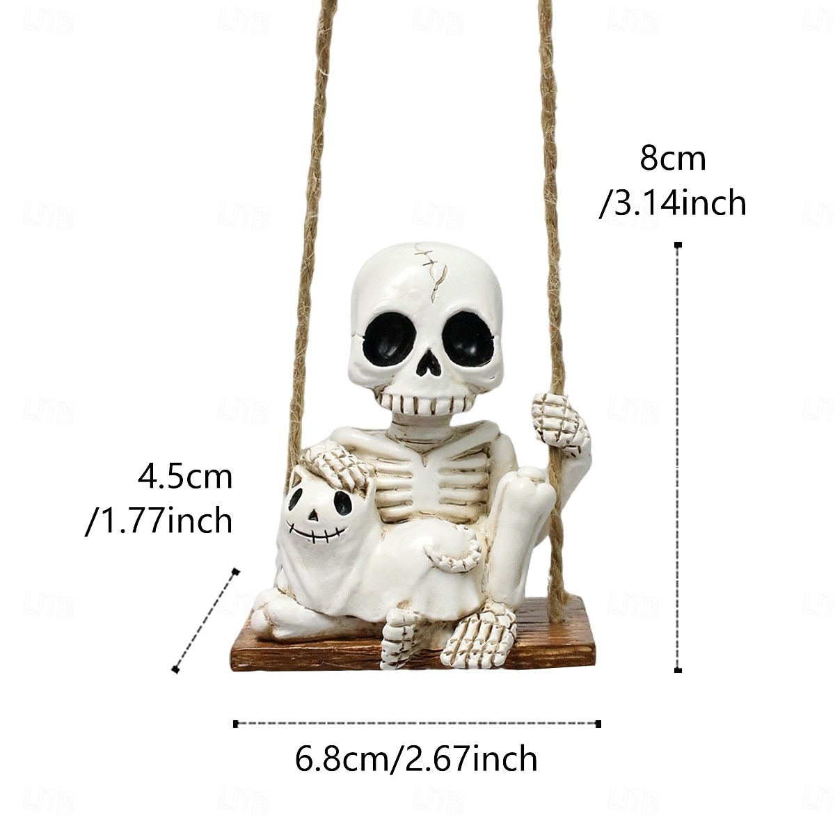Figurine créative en résine représentant un squelette et un chat pour Halloween, tête de fantôme effrayante à suspendre, décoration de maison et de fête en résine pour Halloween de 2025 ? $11.99 –P2