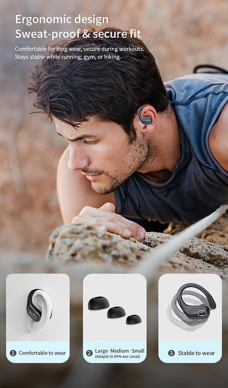 Wireless Earbuds 75hrs Bluetooth 5.4 Headphone Sport 2025 Bluetooth Earbuds Stereo Deep Bass Over Ear Bud with Earhooks ENC Noise Cancelling Mic IPX7 Waterproof Earphone for Workout/Running 2025 - $35.99 –P9