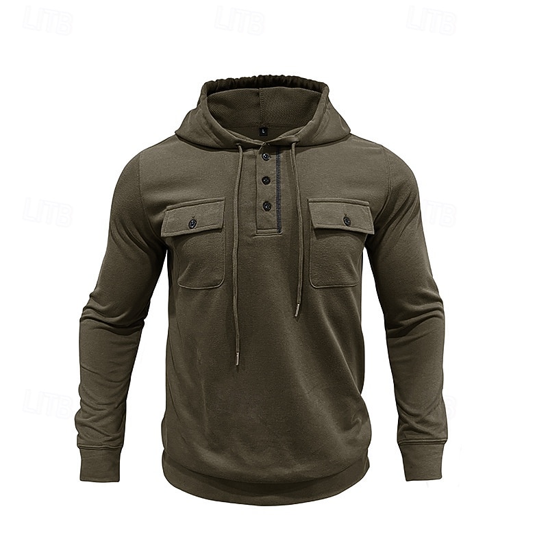 Men's Hoodie Black Army Green Green Dark Gray Coffee Hooded Plain Pocket Sports & Outdoor Daily Holiday Polyester Streetwear Basic Casual Spring Autumn / Fall Clothing Apparel Hoodies Sweatshirts  2026 - $30.99 –P18
