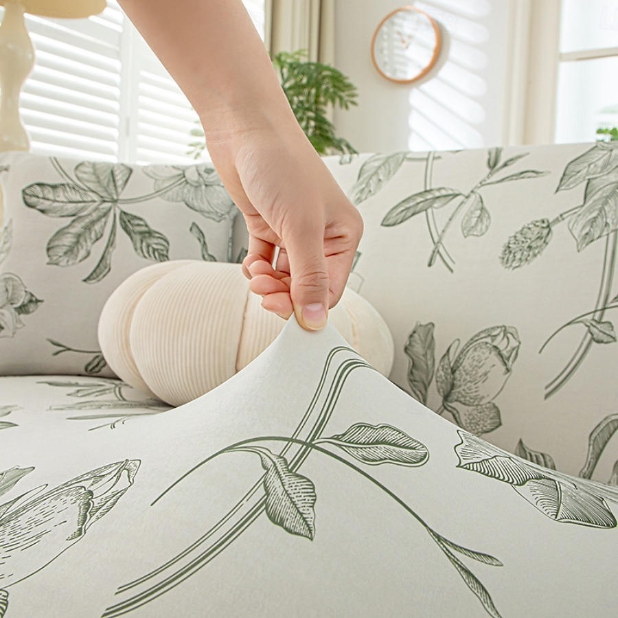 Capas de assento de sofá refrescantes com estampas de verão, capas universais para sofá chaise longue em forma de L, capa de sofá elástica de seda gelada de 1/2/3/4 lugares de 2025 por $84.99 –P4