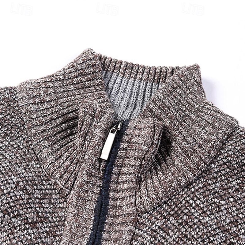 Herren Pullover Strickjacke Gerippt Stricken Normale Oberteile Gestrickt Einfach Stehkragen Aufwärmen Moderne zeitgenössische Lässig Alltagskleidung Bekleidung Frühling & Herbst Weinrot Schwarz M L XL 2025 - $25.99 –P9