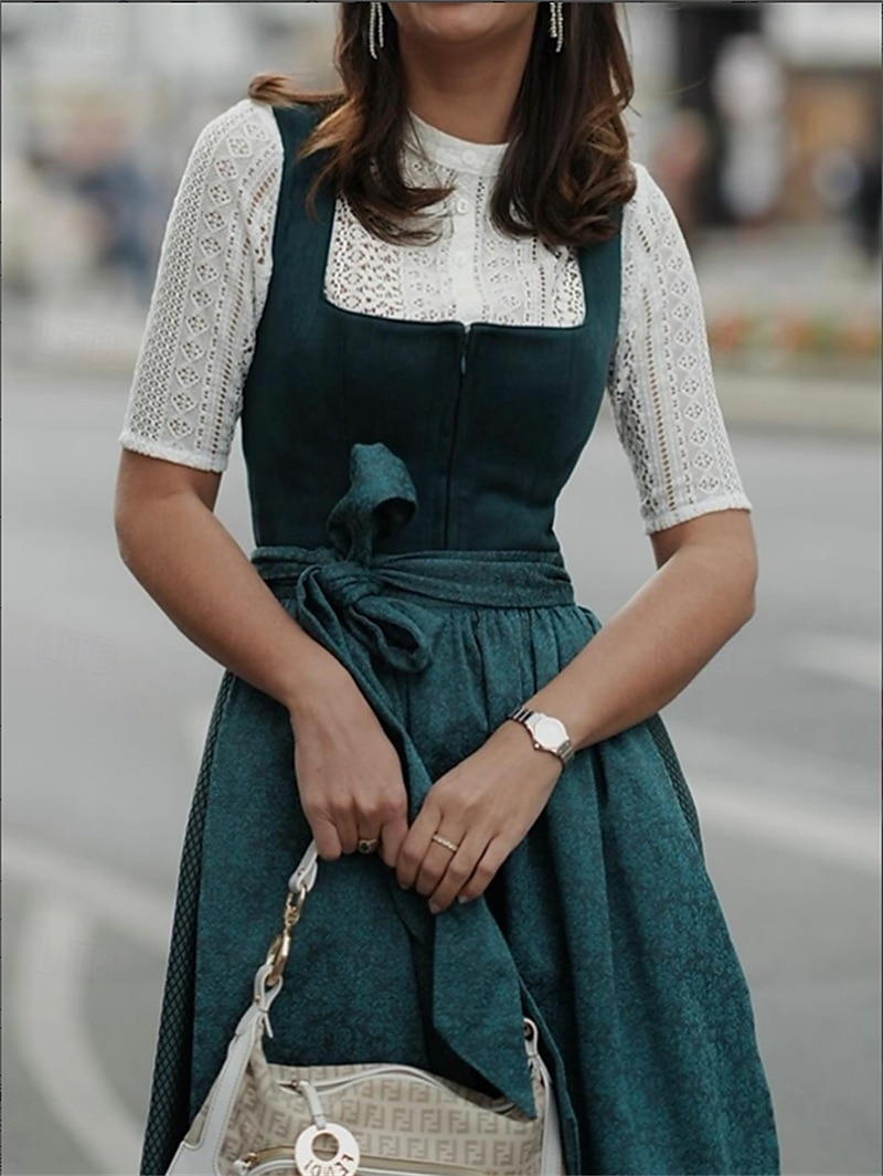 Bere Oktoberfest Oktoberfest Rochii Dirndl Trachtenkleader Servitoare bavareză Germană Pajiști Pentru femei Carnaval Petrecere Festivalul de Bere Pânză în stil tradițional Rochie Șorț Fără bluză 2025 - $59.99 –P4