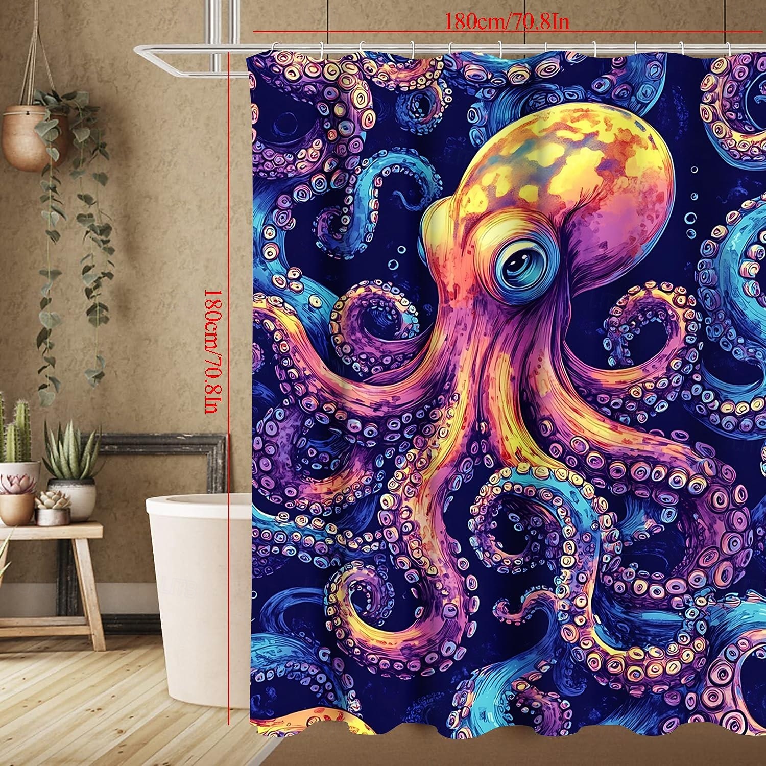Perdea de duș cu animale oceanice, broaște țestoase, cu cârlige pentru baie, set de decor pentru baie, poliester, impermeabil, pachet de 12 cârlige din plastic 2026 - $22.99 –P6