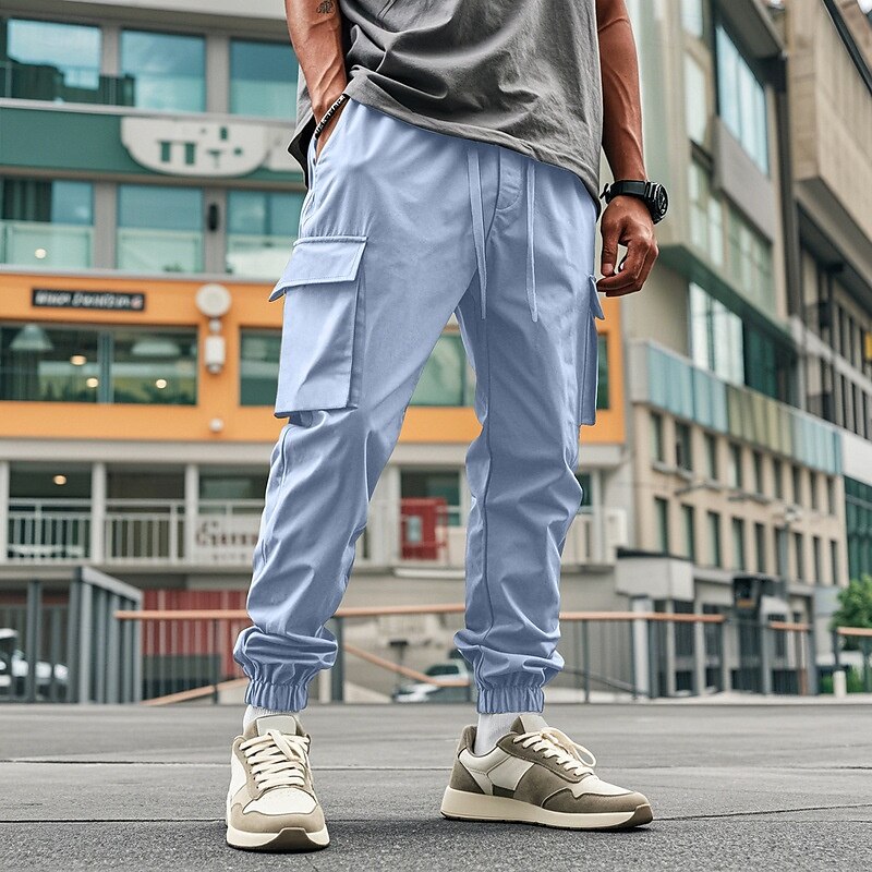 Homme Pantalons Cargo Pantalon Jogger Pantalons Cordon de serrage Taille Élastique Multi-poches Uni Portable Extérieur Quotidien Camping & Randonnée Mode Classique Noir Blanche de 2025 ? $24.99 –P13