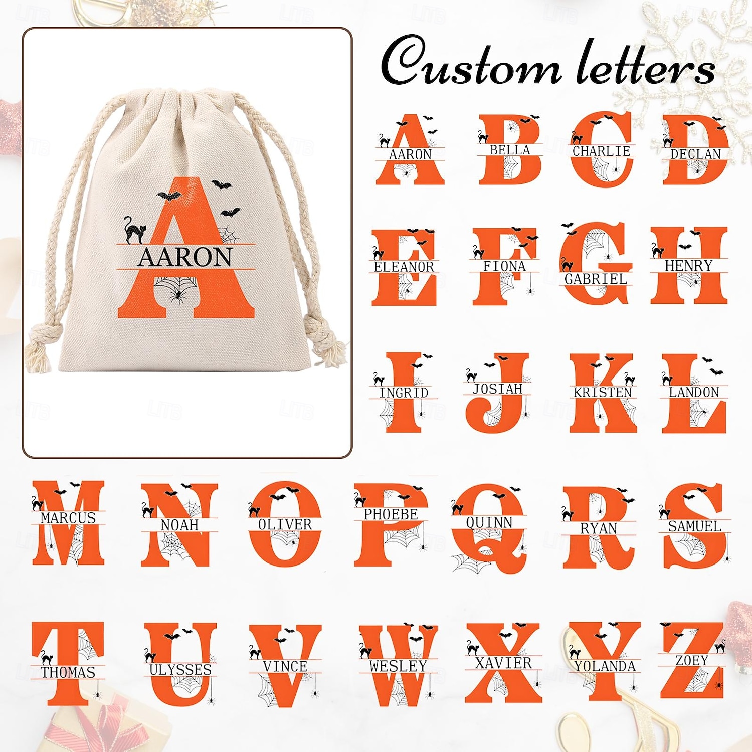 Personalized Halloween Treat Bag for Kids Custom Initial & Name Candy Tote Bag Basket for Trick or Treat, Durable Canvas Gift Sack for Candy & Small Toys 2025 - $11.99 –P7