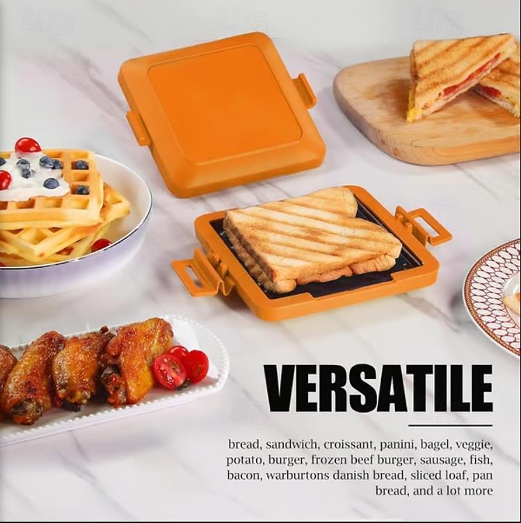 mikroaaltouunin paahtoleipägrilli, tarttumaton mikroaaltouunin voileipägrilli nopeaan aamiaiseen, helppokäyttöinen leivänpaahdin värilaatikolla, kannettava keittiöväline 2025 - $37.99 –P6