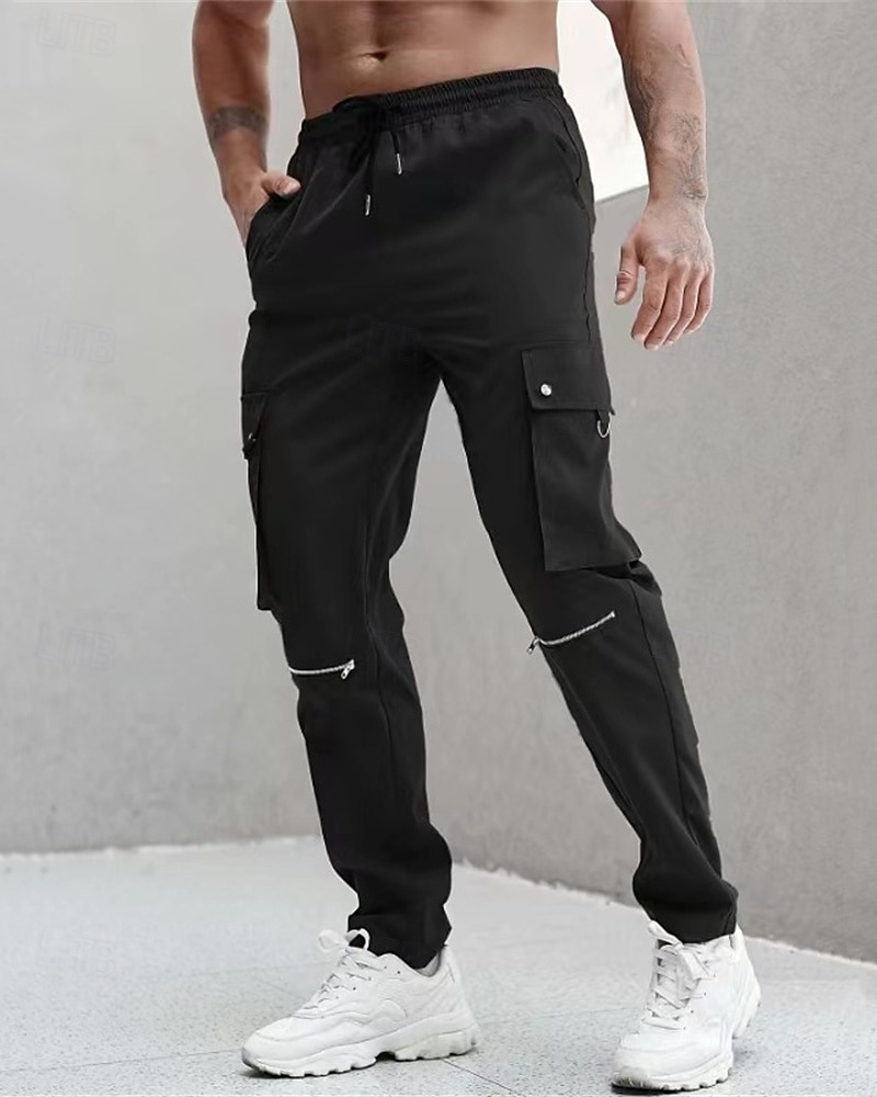 Men's Cargo Pants Trousers Drawstring Elastic Waist Multi Pocket Plain Wearable Outdoor Daily Camping & Hiking Fashion Classic Black Brown 2025 - $20.99 –P1