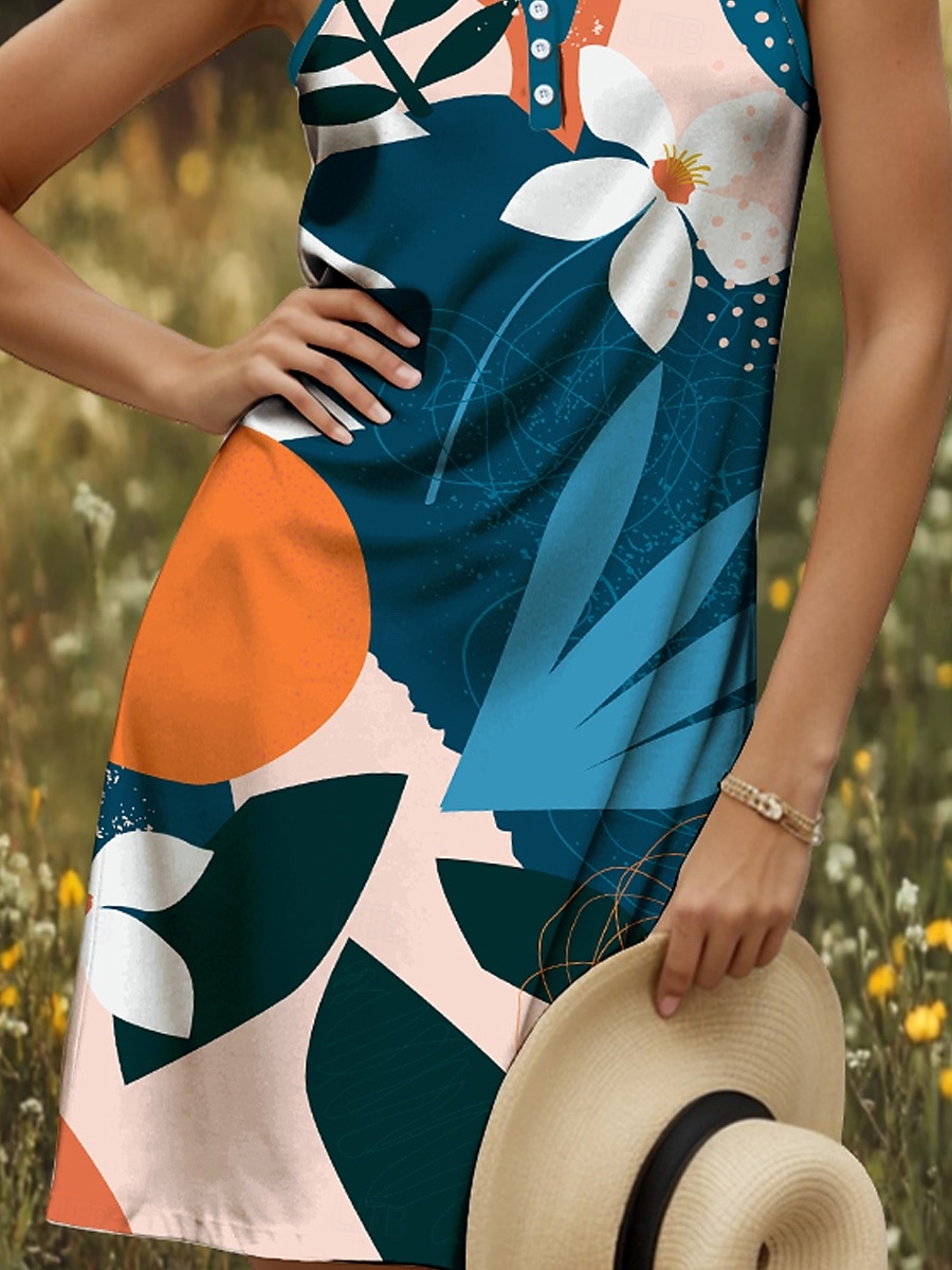 Damskie Sukienka mini Sukienka t-shirtowa Letnie sukienki Codzienny Codzienny Święto Regularny Kwiaty Graficzny Geometryczny Bez rękawów W serek Żółty Czerwony Niebieski Fioletowy Lato 2025 - $21.99 –P3