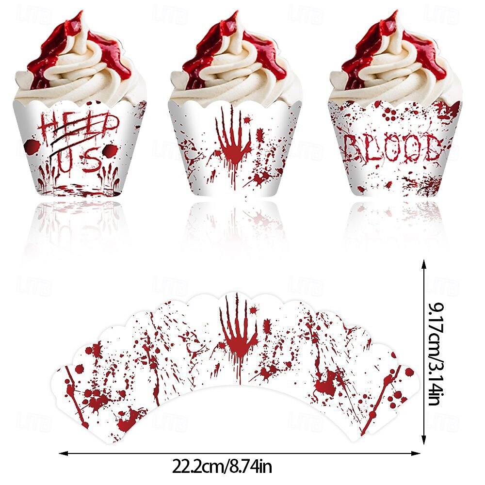 Halloweendecoraties, fotoscènes, rekwisieten, cartoons, papieren taarten, papieren bekertjes, rond de randen, feestbenodigdheden 2025 - $7.99 –P6