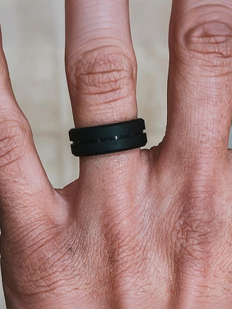 fede nuziale in silicone da uomo con design a doppia scanalatura – elastico leggero da 8 mm per stili di vita attivi, allenamenti in palestra e sport all'aria aperta del 2025 a $7.99 –P3