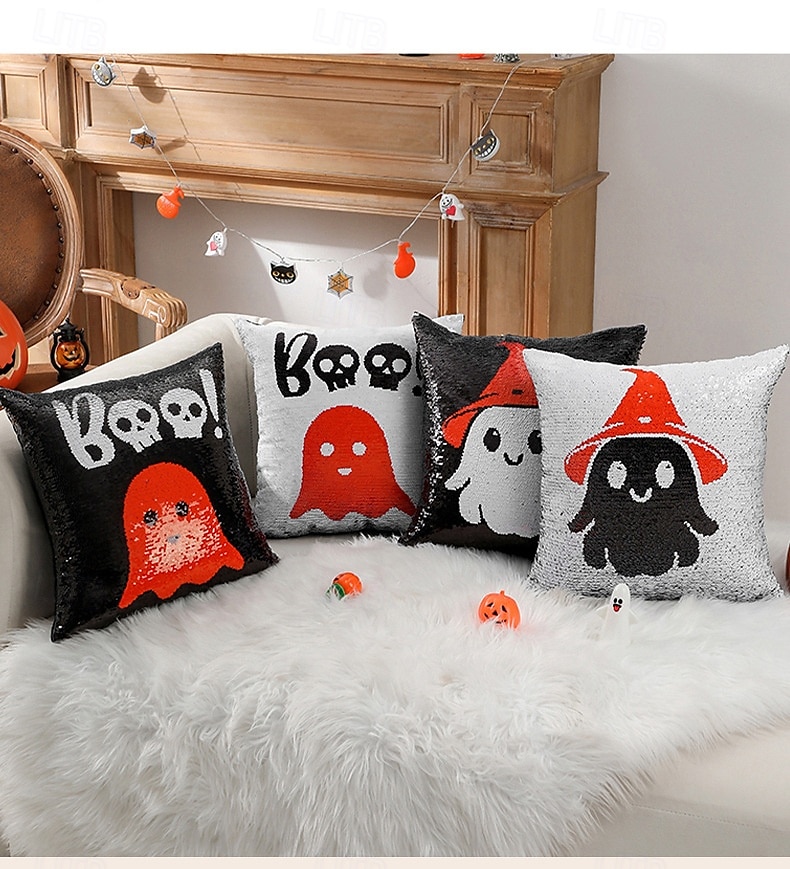 1 pcs Polyester Housse de coussin, Halloween Carré Traditionnel Classique de 2025 ? $16.99 –P1
