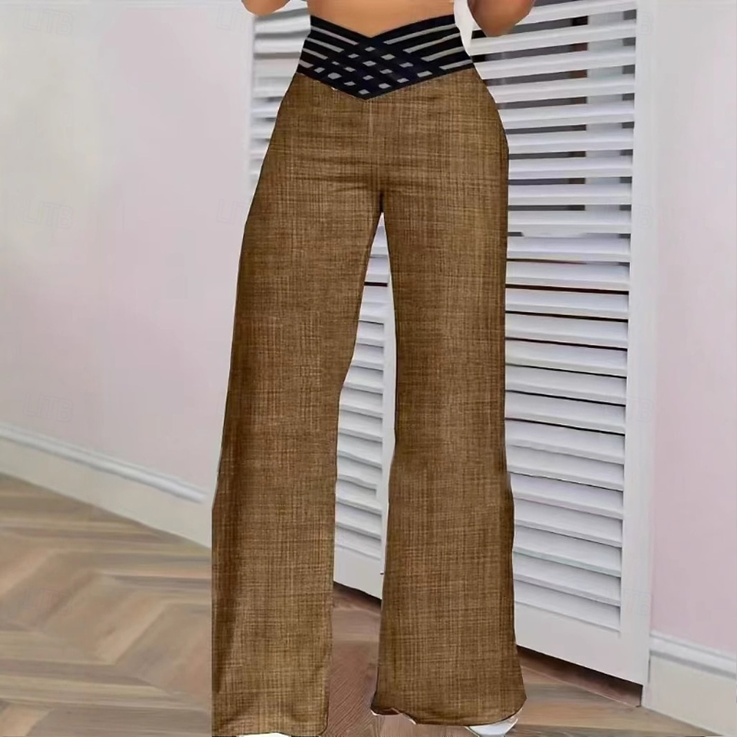 Femmes Culottes Jambe Large Chinos Vacances ancien Style Ethnique Longueur complète Taille haute Couleur Unie Trou Confortable Respirant Doux Micro-Élastique Extérieur Vacances Occasionnel Bleu de 2025 ? $14.99 –P5