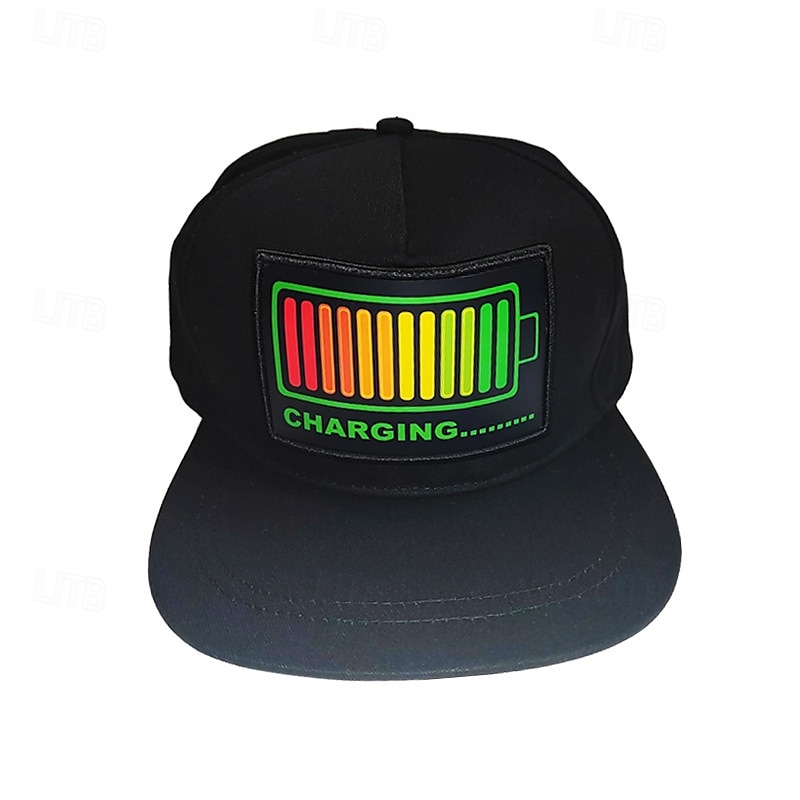 Cappello snapback a LED attivato dal suono, cappelli a LED, cappellino da baseball con visualizzazione dei messaggi, per feste di Natale e Halloween del 2025 a $22.21 –P3