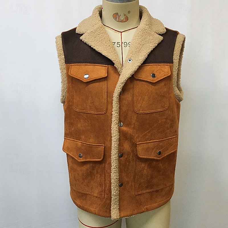 Herren Fleeceweste Weste Gilet Outdoor Täglich Mode Lässig Herbst Winter Tasche Polyester Thermowarm Bequem Farbblock Reisverschluss Revers Normale Passform Khaki Weste 2025 - $48.99 –P2