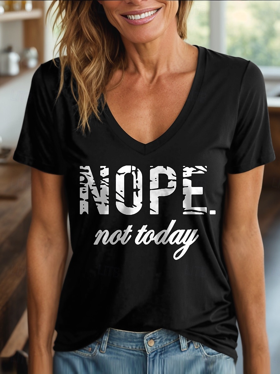 Femmes T-shirt Graphique Lettre ancien Élégant Classique Manche Courte Col en V Hauts Réguliers Quotidien Imprimé Noir Blanche Rose Claire Rouge Bleu Été Printemps de 2025 ? $19.99 –P4