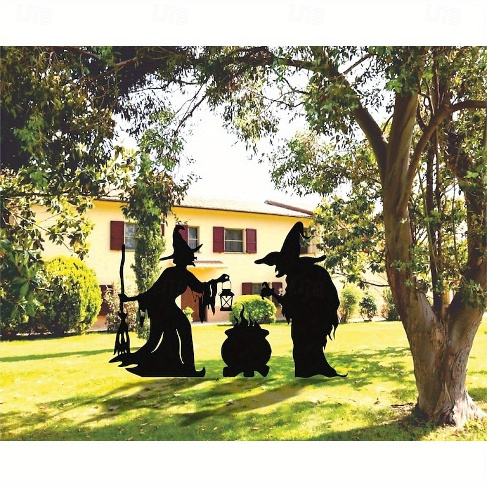 Decorazioni da giardino in metallo con streghe di Halloween festive, 3 streghe spettrali per decorazioni da esterno - picchetti da giardinaggio senza batteria, decorazioni da giardino in metallo del 2025 a $71.99 –P5